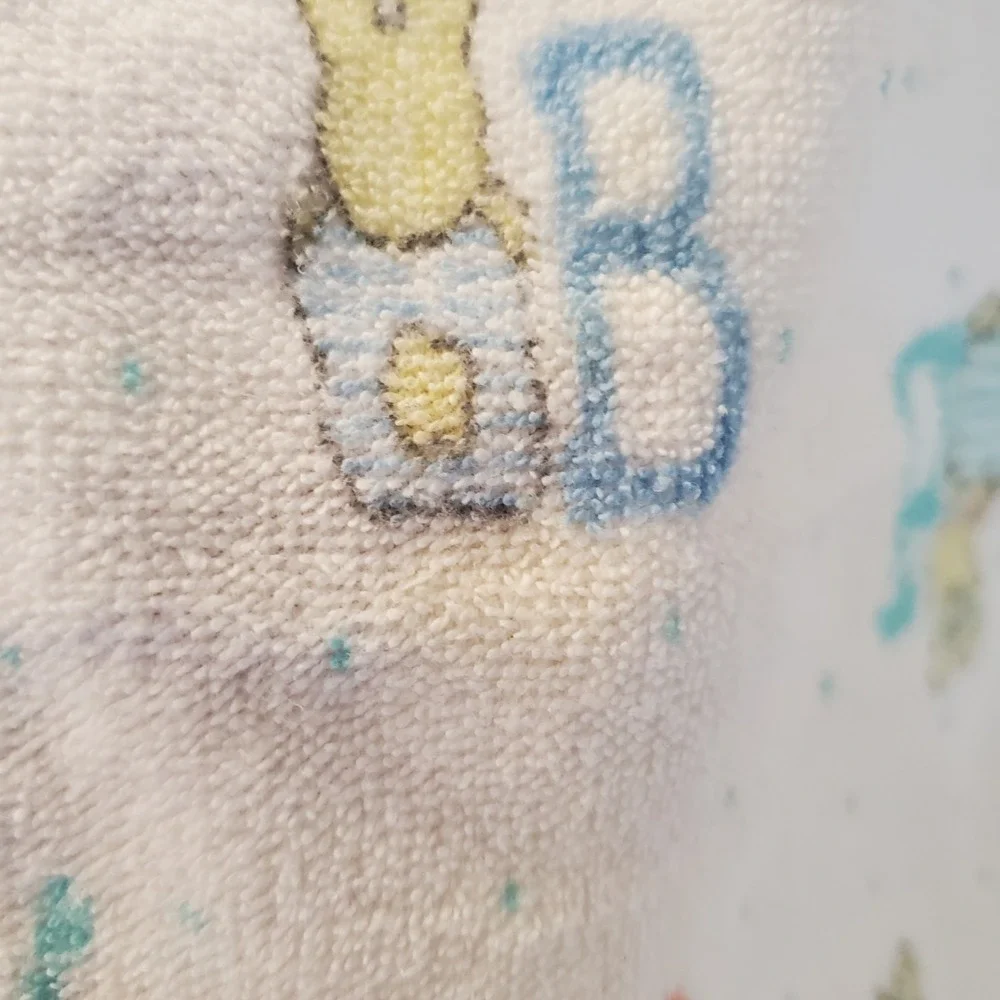 Carters B A B Y Dots Bunny Hooded Hood Terry Cloth‎ Baby Bath Towel Green